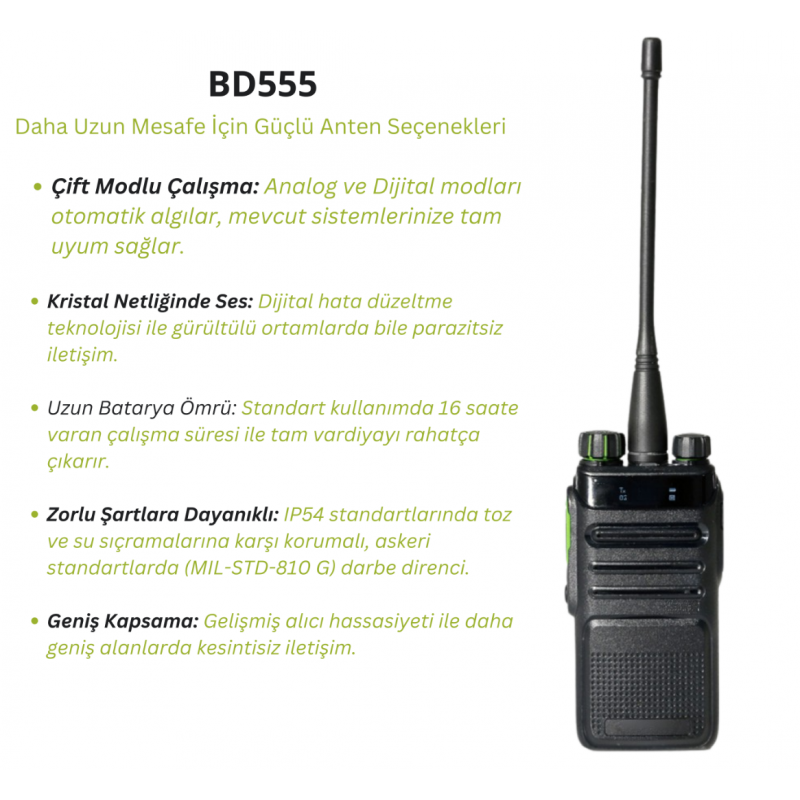 Hytera BD555 UHF DMR Dijital El Telsizi için Resim alt Etiketi: Hytera BD555 UHF DMR Dijital El Telsizi 