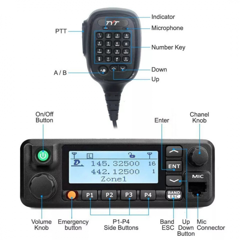TYT MD-9600 DMR/Analog Dual Band Araç Telsizi - 50W Yüksek Güç & Dijital Netlik (UHF/VHF)