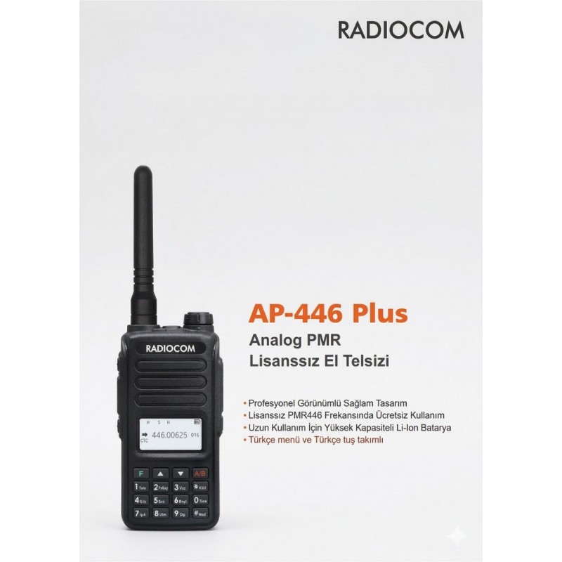 Radiocom AP-446 Plus PMR446 lisanssız analog el telsizi